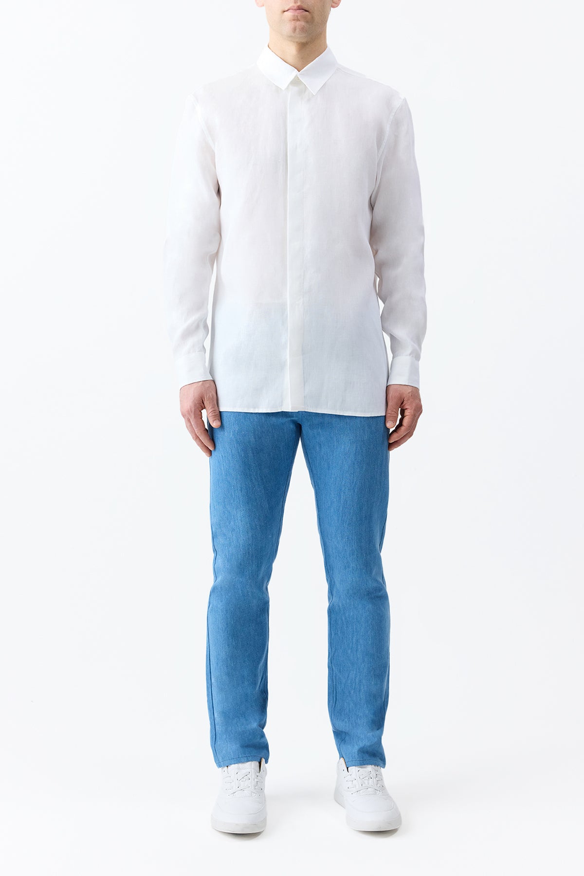 Nicolas Shirt in White Aloe Linen