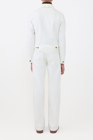 White Recycled Cotton Barry Trucker Jacket Styled Look - Back View | Gabriela Hearst