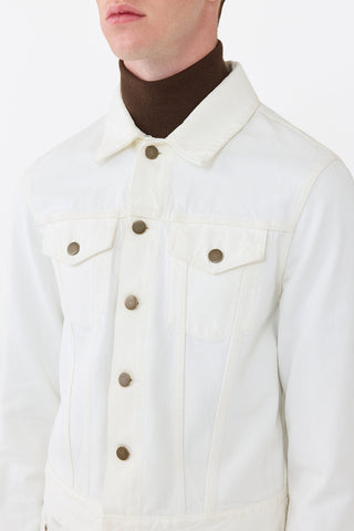 White Recycled Cotton Barry Trucker Jacket Hardware Detail - Close-Up | Gabriela Hearst