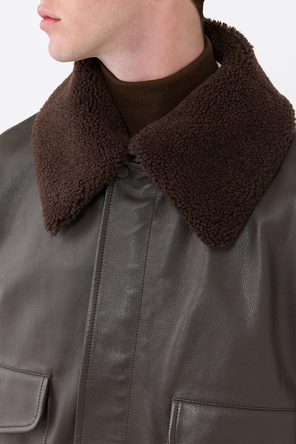 チョコレートレザーのグラントジャケット