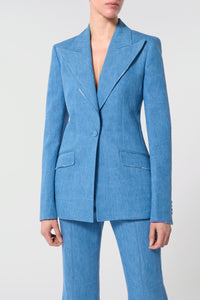 Leiva Blazer in Light Blue Recycled Cotton Linen Denim