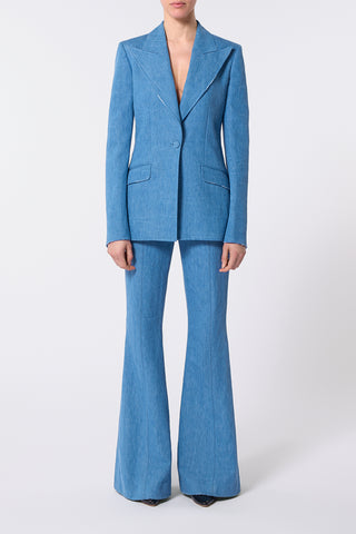 Leiva Blazer in Light Blue Recycled Cotton Linen Denim