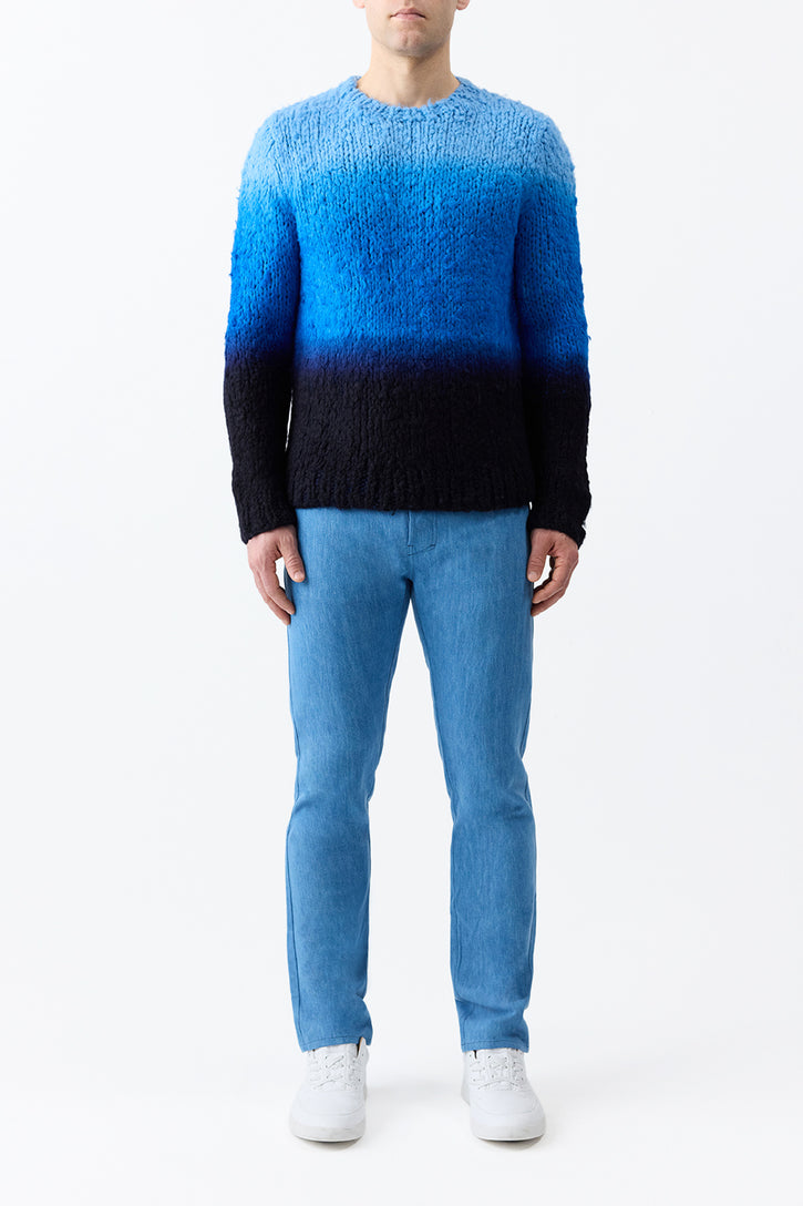 Aion Knit Sweater in Deep Dye Sky Blue Welfat Cashmere