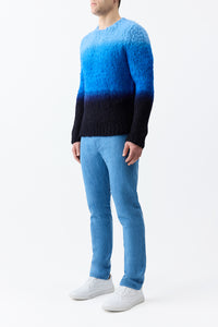 Aion Knit Sweater in Deep Dye Sky Blue Welfat Cashmere