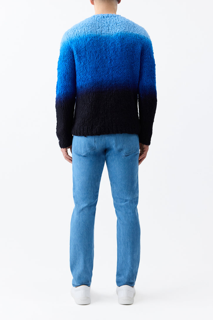 Aion Knit Sweater in Deep Dye Sky Blue Welfat Cashmere