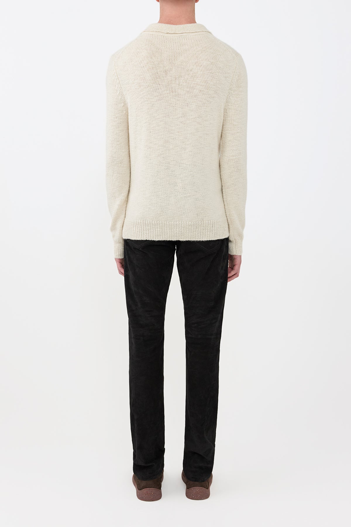 Aled Knit Polo in Ivory Cashmere