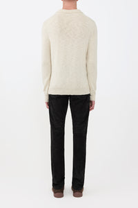 Aled Knit Polo in Ivory Cashmere