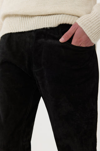 Black Suede Five Pocket Pants - Pocket Detail | Gabriela Hearst