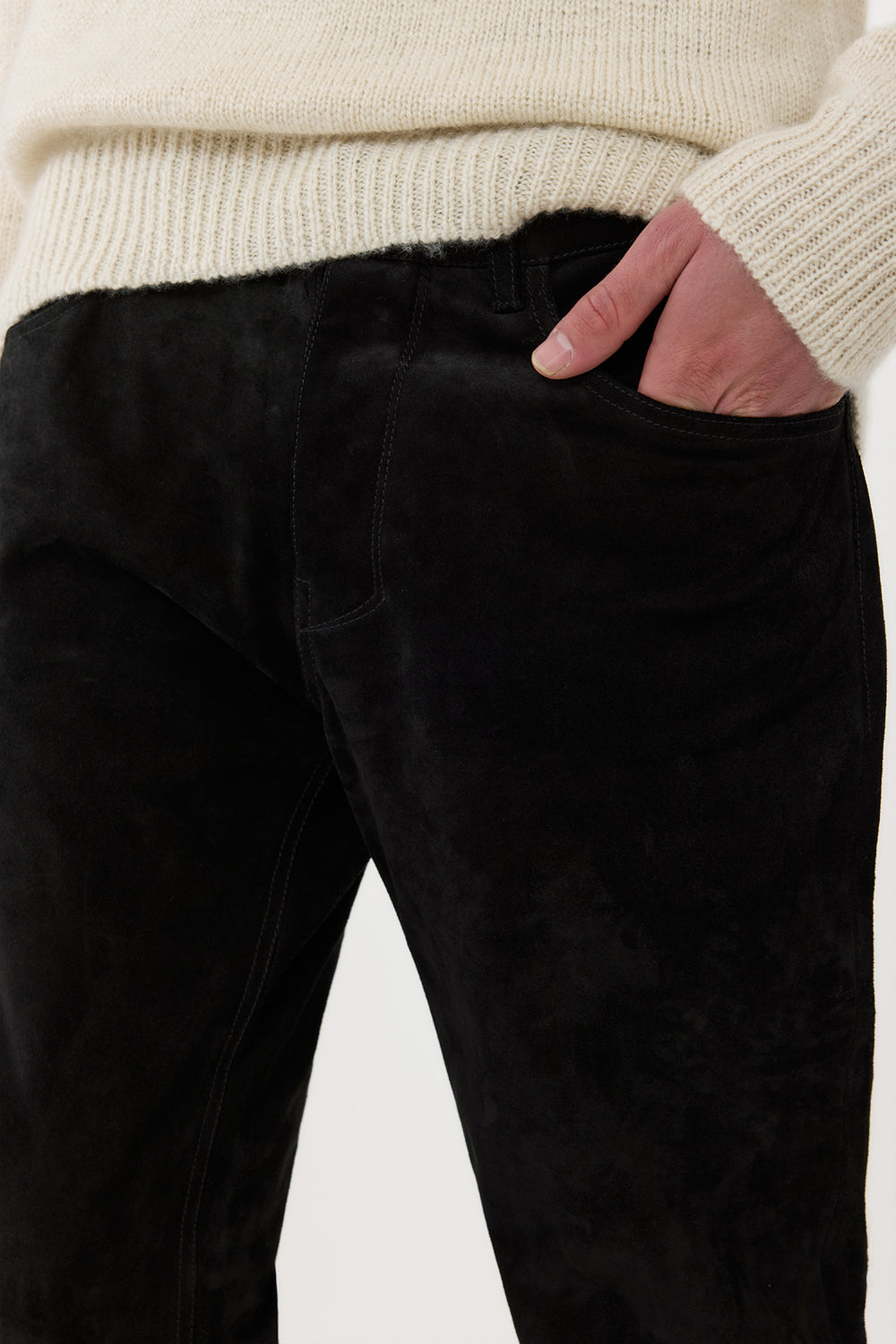 Anthony Five Pocket Pant in Black Suede