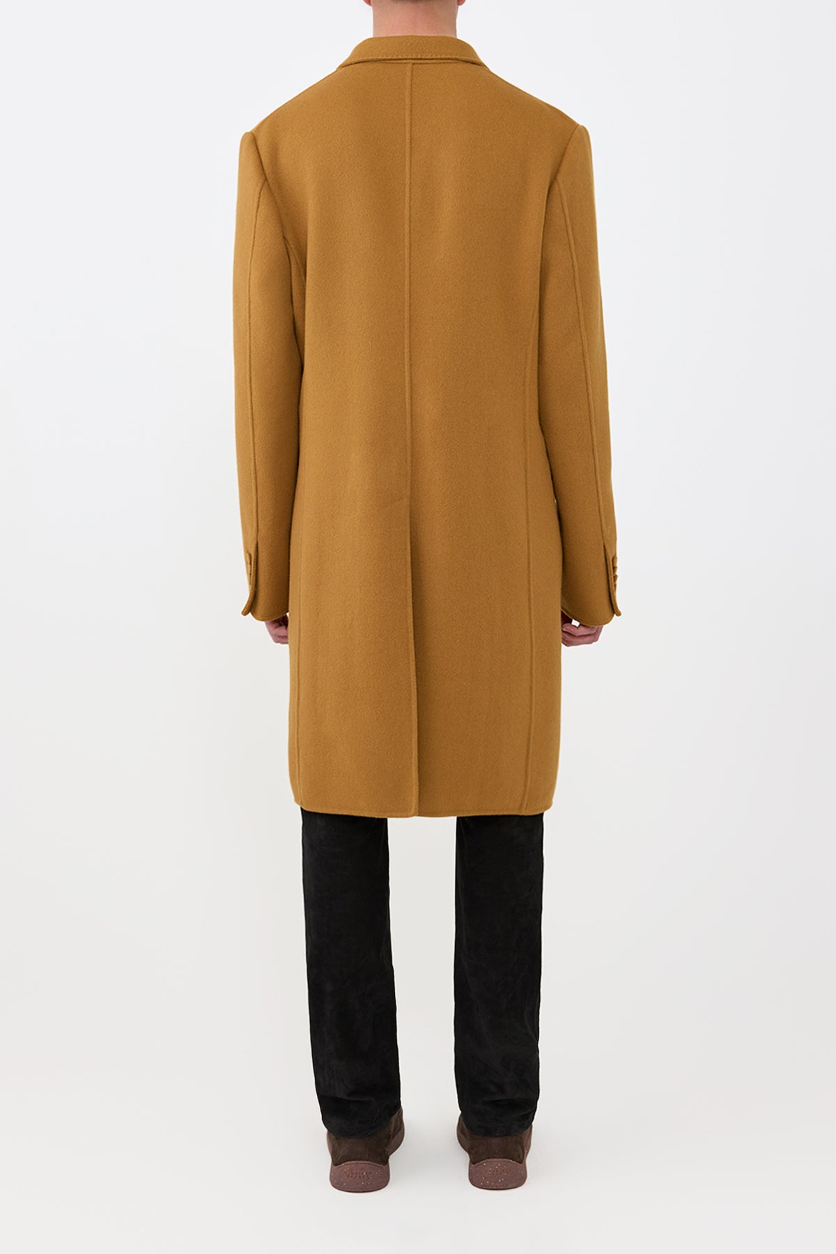 Peter Coat in Yellow Ochre Double-Face Recycled Cashmere