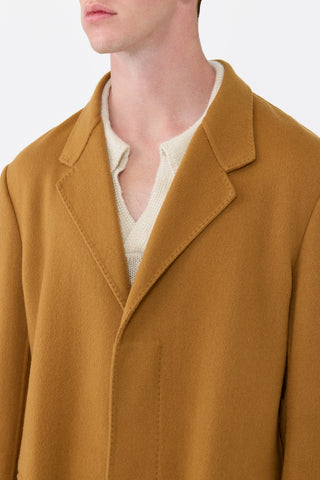 Yellow Ochre Cashmere Peter Coat - Lapel and Collar Detail | Gabriela Hearst