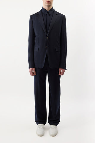 Dark Navy Virgin Wool Antoine Suit - Full Look on Model | Gabriela Hearst