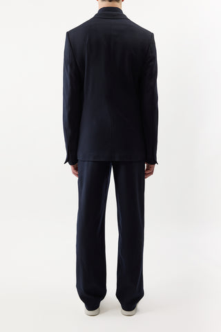 Dark Navy Wool Antoine Blazer Complete Suit - Back Model View | Gabriela Hearst