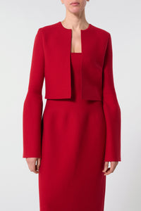 Katlin Knit Jacket in Scarlet Red Merino Wool