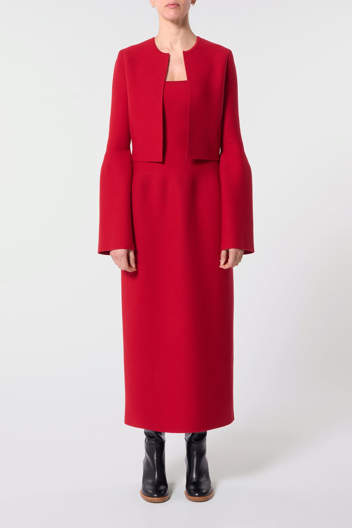 Katlin Knit Jacket in Scarlet Red Merino Wool