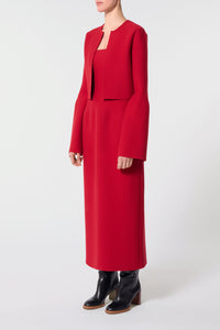 Katlin Knit Jacket in Scarlet Red Merino Wool