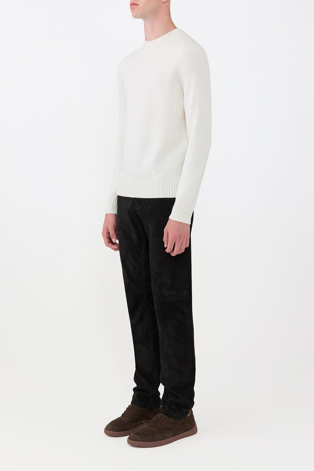 Francesco Knit Sweater in Ivory Cashmere