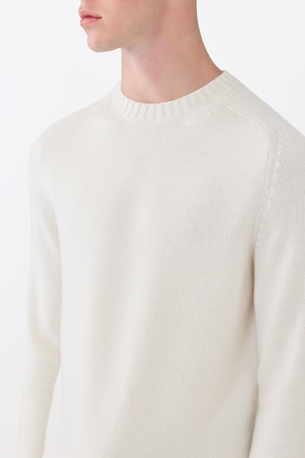 Francesco Knit Sweater in Ivory Cashmere