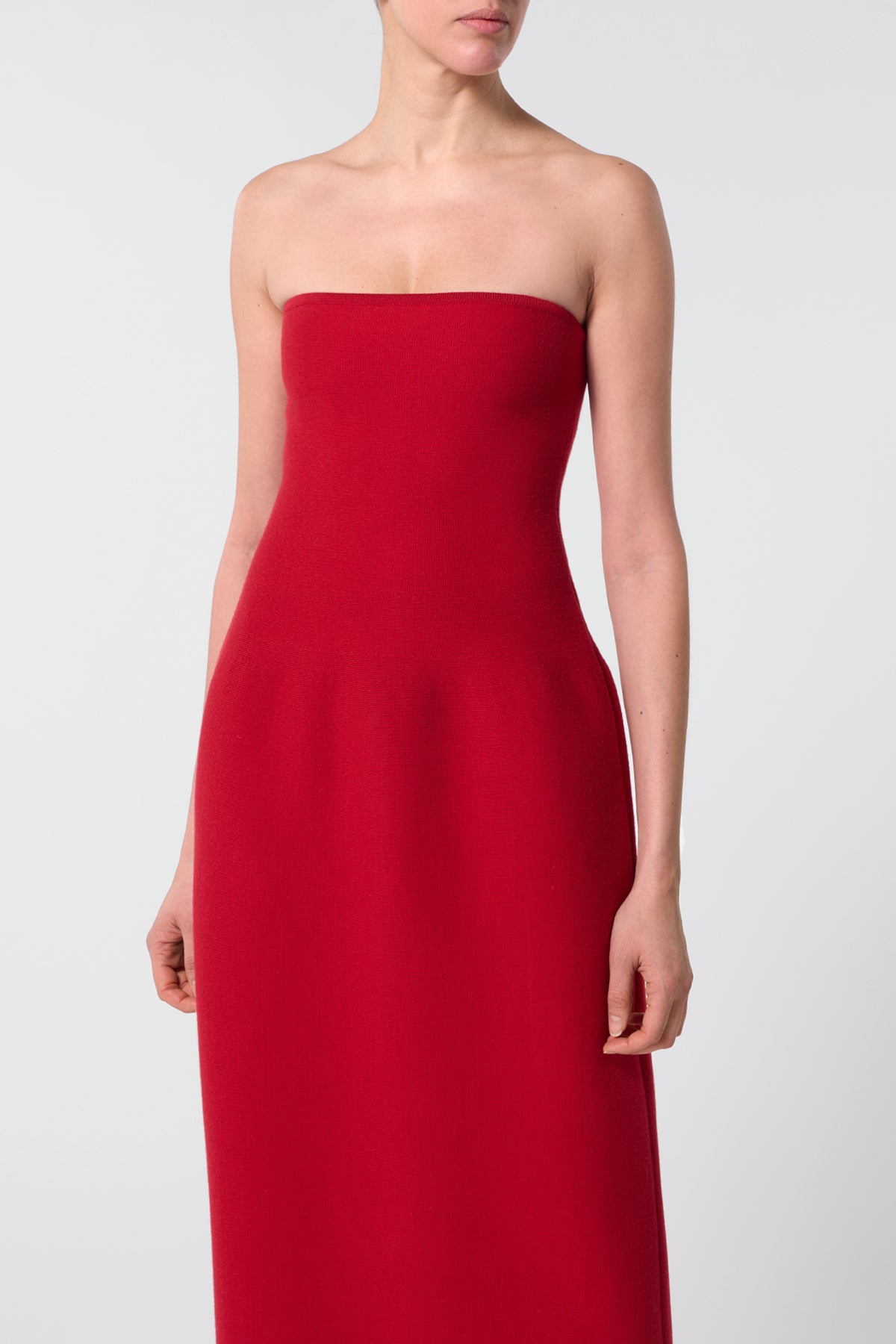 Immanuel Knit Maxi Dress in Scarlet Red Merino Wool