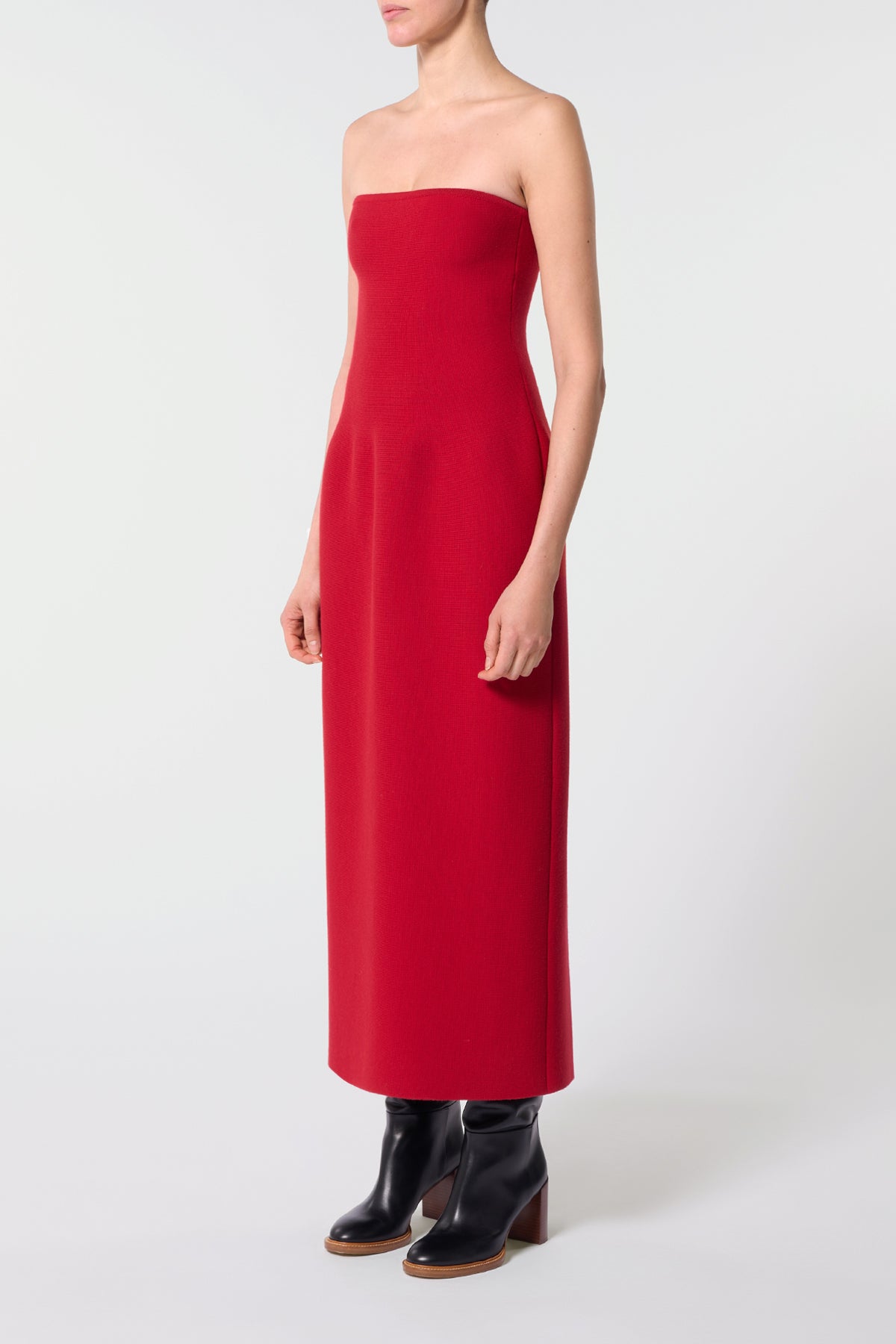 Immanuel Knit Maxi Dress in Scarlet Red Merino Wool