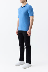 Stendhal Knit Short Sleeve Polo in Sky Cashmere