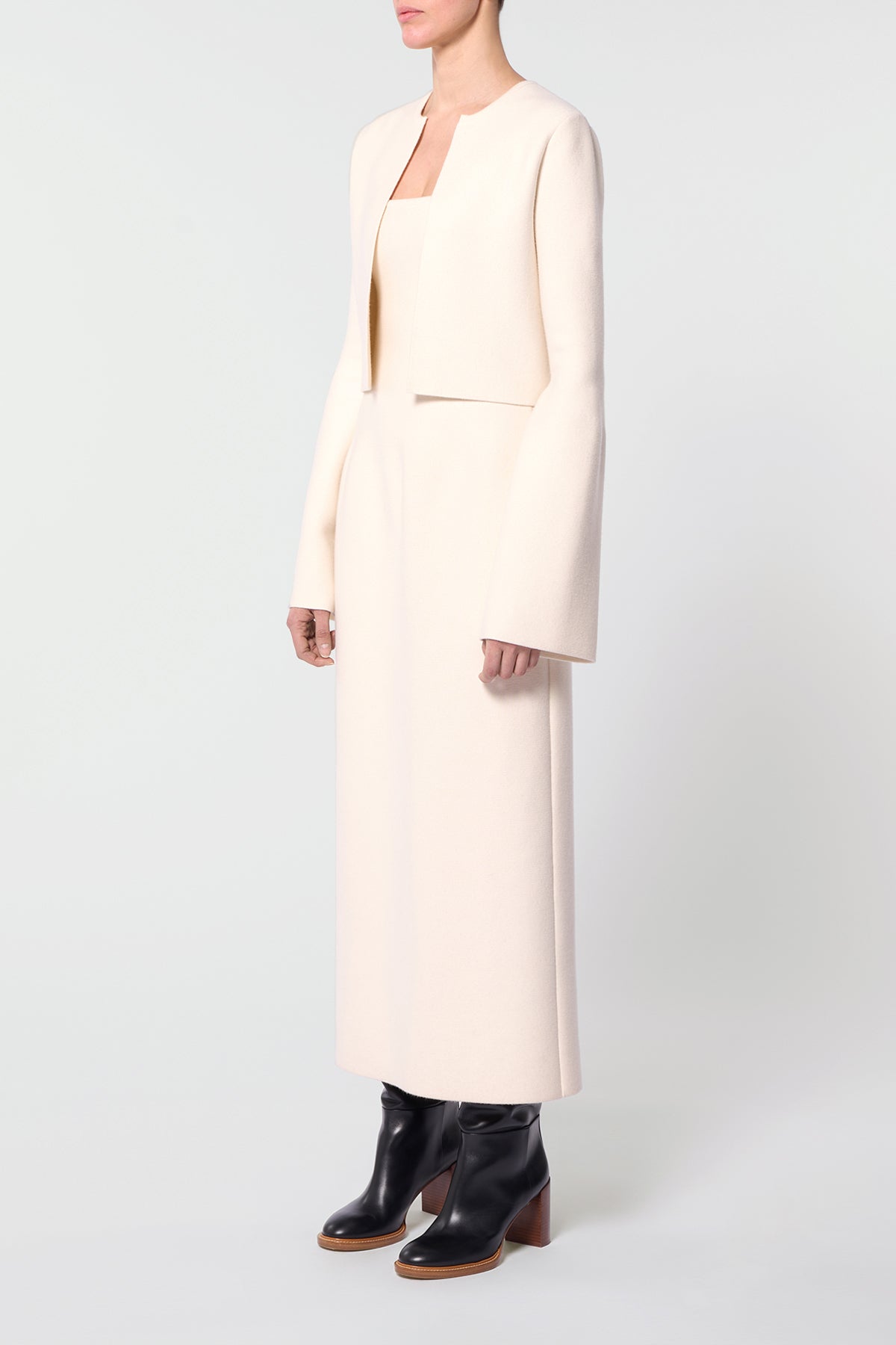 Katlin Knit Jacket in Ivory Merino Wool