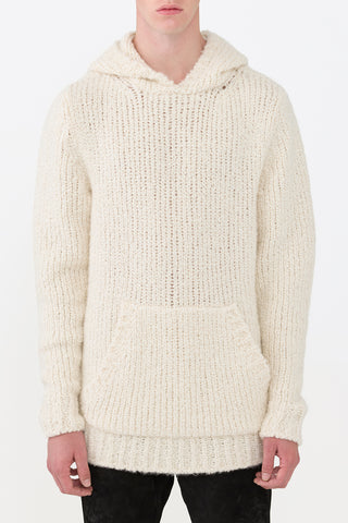 Ivory Cashmere Aditi Knit Hoodie with Kangaroo Pocket - Front View | Gabriela Hearst