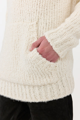 Ivory Cashmere Aditi Hoodie Kangaroo Pocket Detail - Hand Placement | Gabriela Hearst