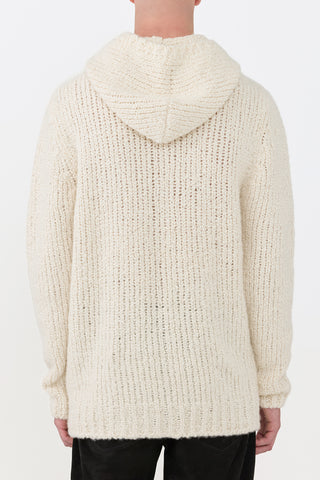 Ivory Cashmere Aditi Knit Hoodie with Hood Detail - Back View | Gabriela Hearst