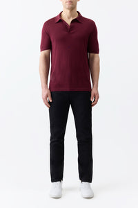 Stendhal Knit Short Sleeve Polo in Bordeaux Cashmere