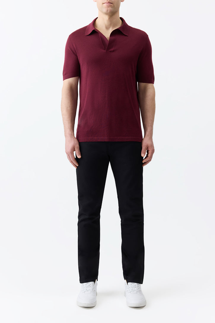 Stendhal Knit Short Sleeve Polo in Bordeaux Cashmere