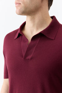 Stendhal Knit Short Sleeve Polo in Bordeaux Cashmere