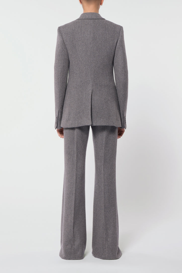 Leiva Blazer in Dark Grey Multi Virgin Wool Cashmere Herringbone