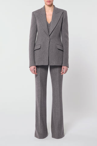 Leiva Blazer in Dark Grey Multi Cashmere Virgin Wool Herringbone