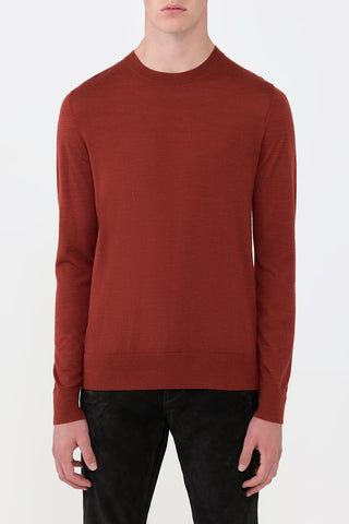 Burnt Sienna Merino Wool Palco Sweater - Front View On Model | Gabriela Hearst
