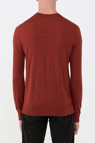 Burnt Sienna Merino Wool Palco Sweater - Back View On Model | Gabriela Hearst
