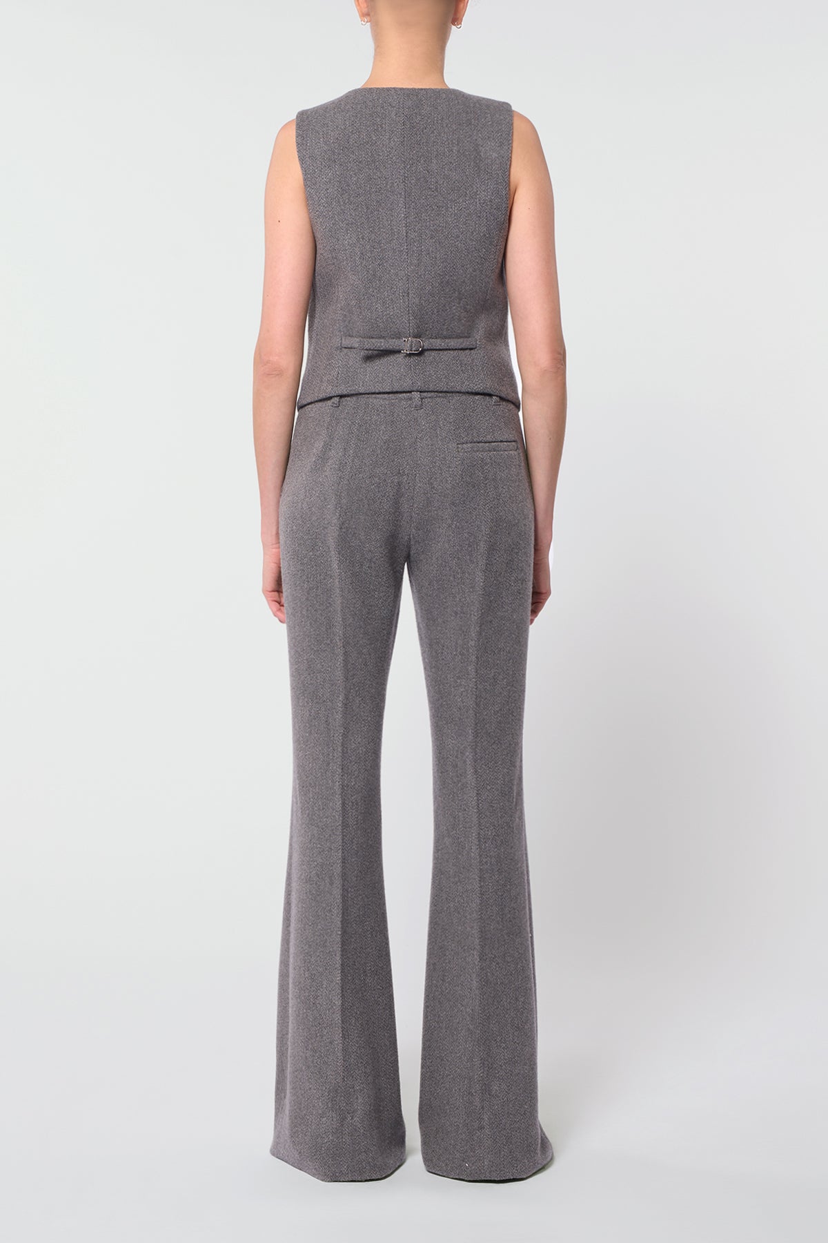 Rhein Pant in Dark Grey Multi Virgin Wool Cashmere Herringbone