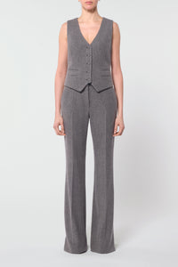 Rhein Pant in Dark Grey Multi Cashmere Virgin Wool Herringbone