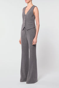 Rhein Pant in Dark Grey Multi Cashmere Virgin Wool Herringbone