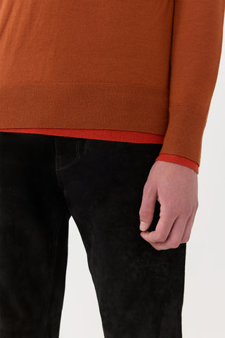 Orange Contrast Hem Detail - Wells Reversible Knit Sweater | Gabriela Hearst