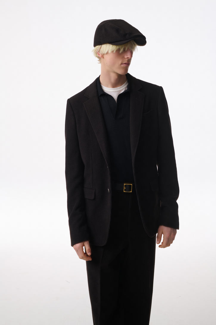 Frome Knit Polo in Black Cashmere