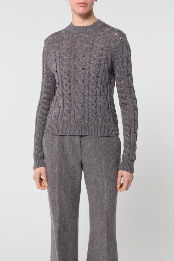 Anthea Knit Sweater in Dark Grey Multi Cashmere