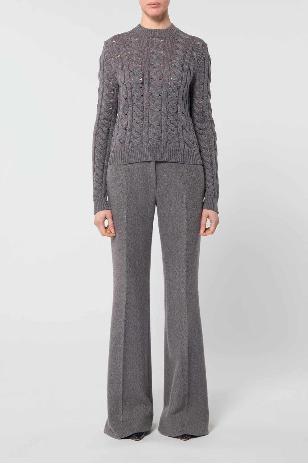 Anthea Knit Sweater in Dark Grey Multi Cashmere