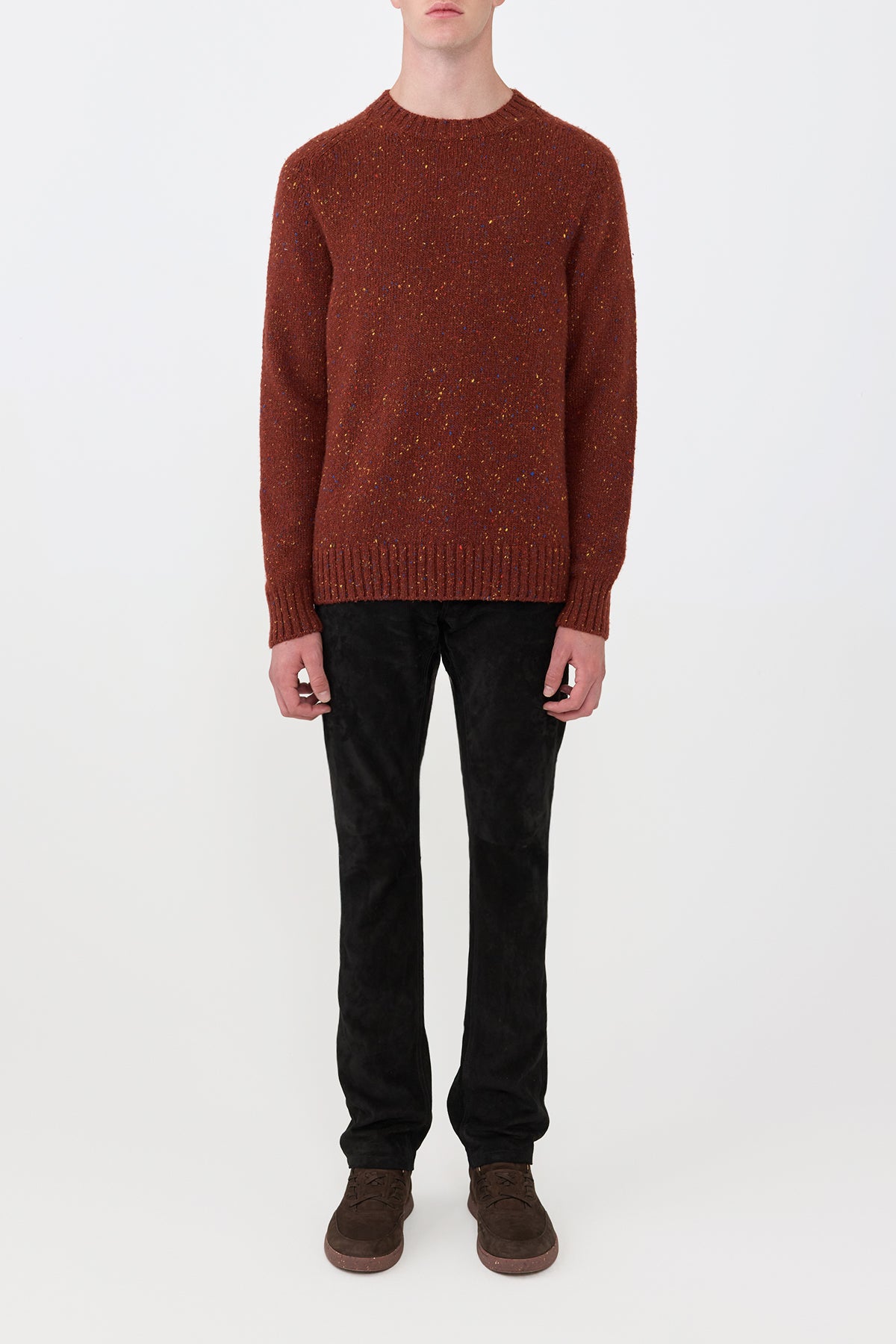 Daniel Knit Sweater in Burnt Sienna Cashmere