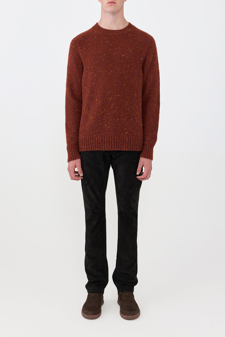 Daniel Knit Sweater in Burnt Sienna Cashmere