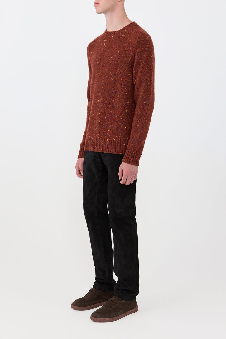 Daniel Knit Sweater in Burnt Sienna Cashmere