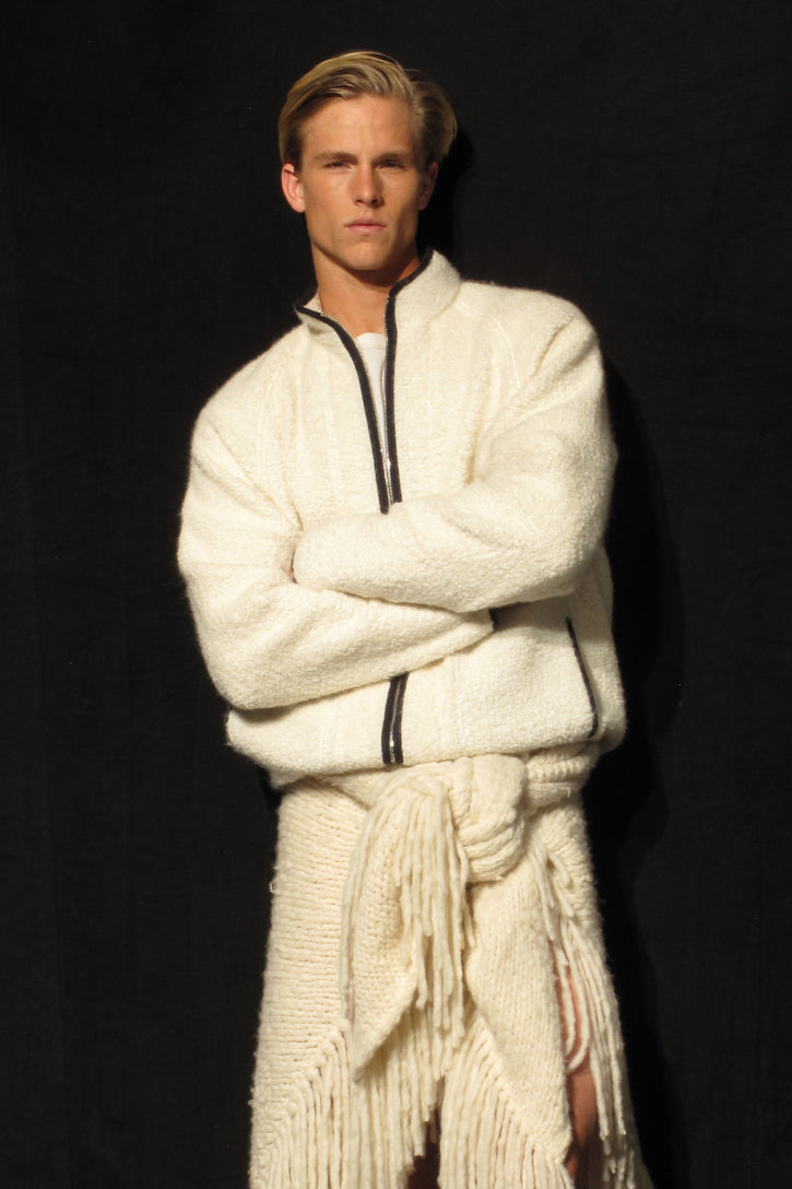 August Jacket in Ivory Recycled Cashmere Boucle