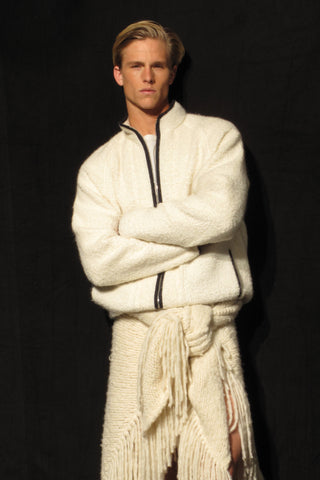 August Jacket in Ivory Recycled Cashmere Boucle