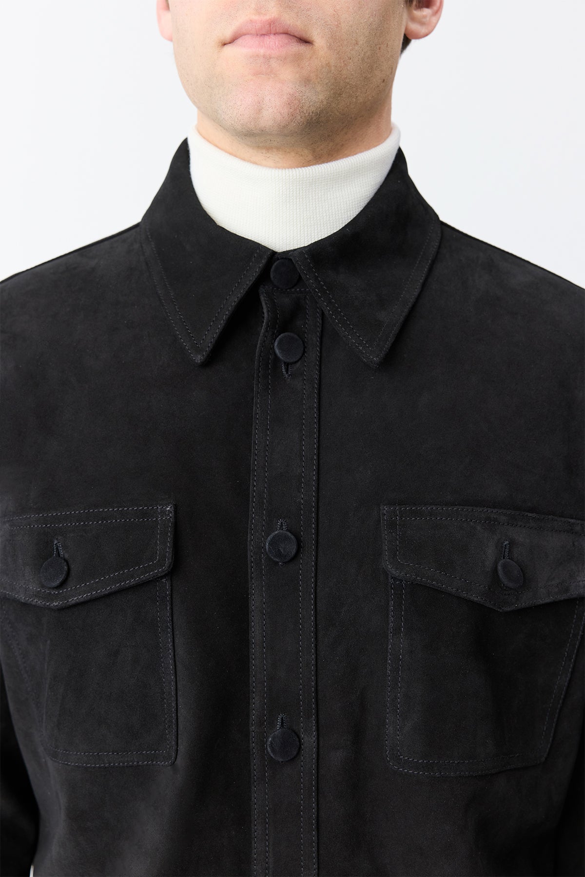 Lucas Overshirt in Black Suede