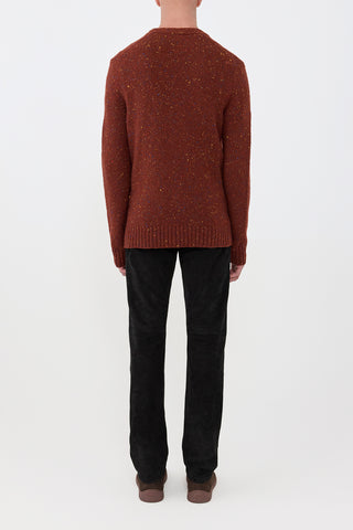 Burnt Sienna Speckled Cashmere Ailis Cardigan - Back View On Model | Gabriela Hearst